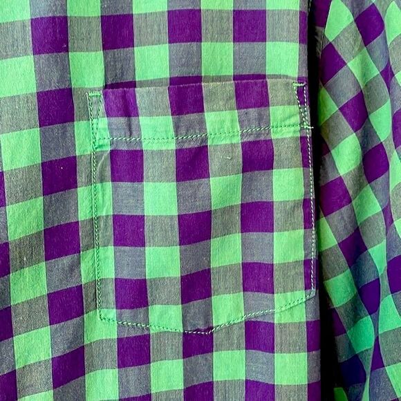 Sonoma Lifestyle aqua and purple gingham 100% cotton long sleeve XXL - Picture 5 of 10